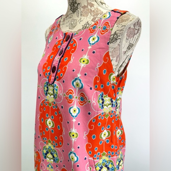 MAEVE for ANTHROPOLOGIE Red and Pink ORAVA mod floral shift dress size 4 - Picture 4 of 16